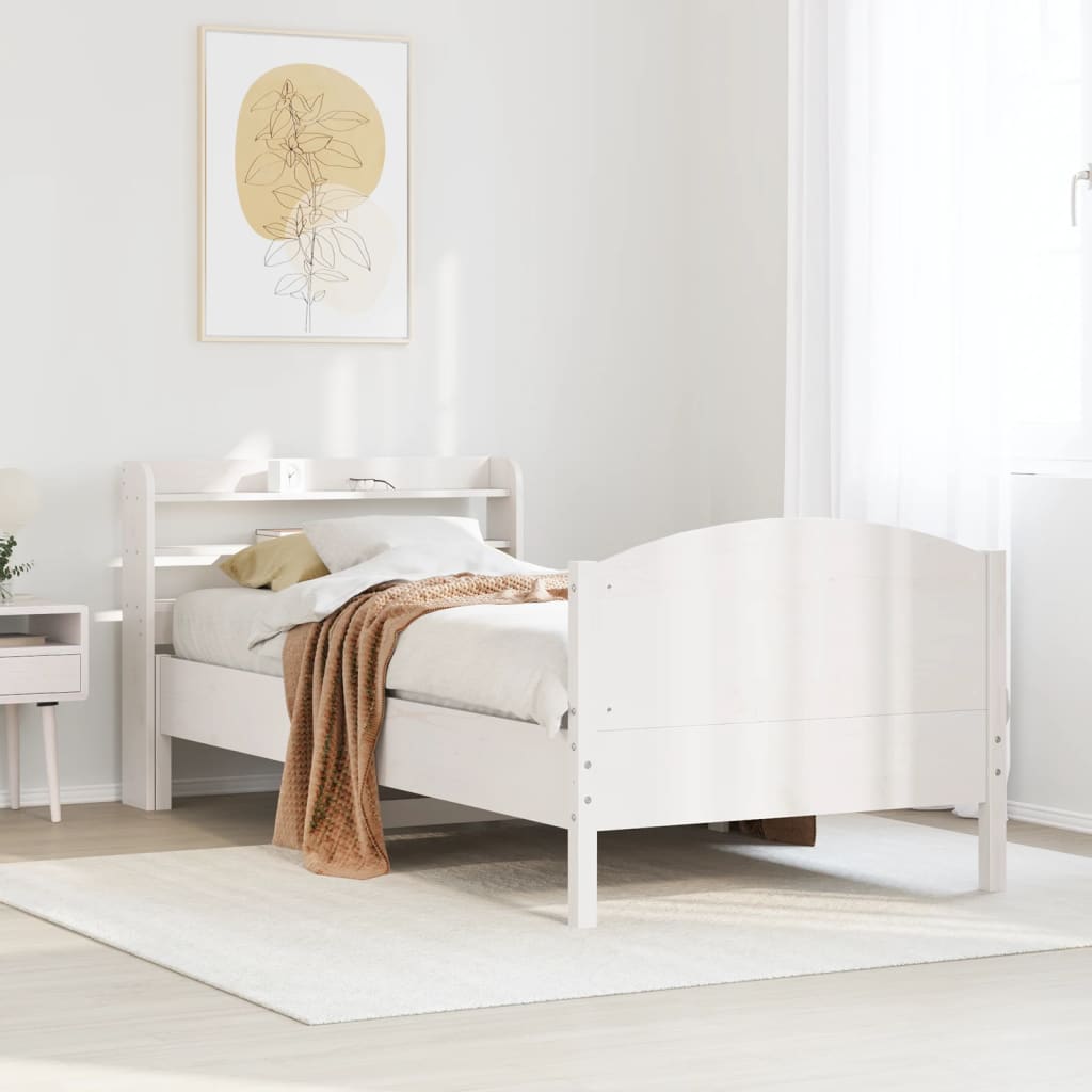 Bed Frame without Mattress White 75x190 cm Small Single Solid Wood Pine