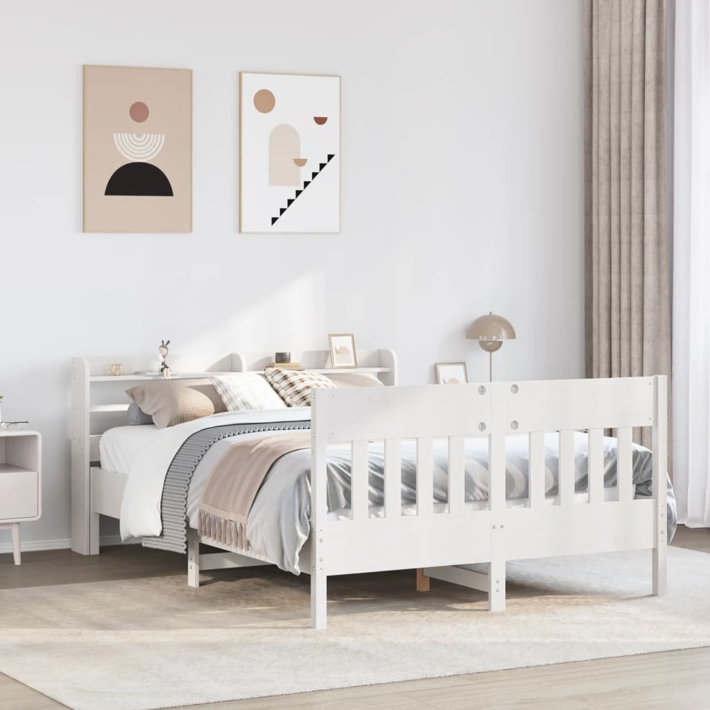 Bed Frame without Mattress White 120x200 cm Solid Wood Pine