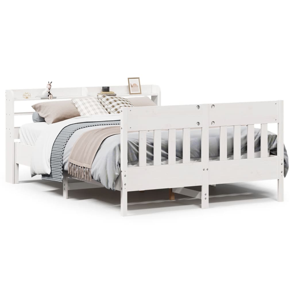 Bed Frame without Mattress White 140x190 cm Solid Wood Pine