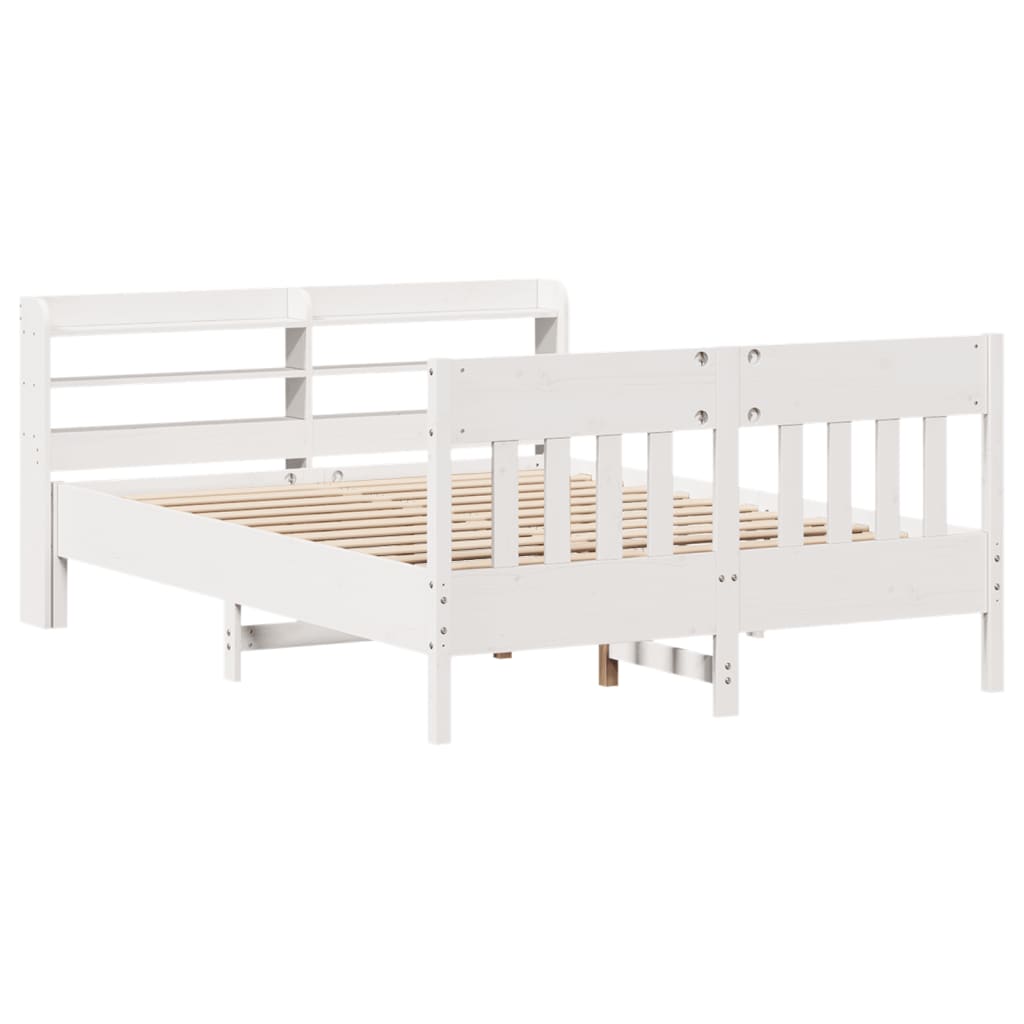 Bed Frame without Mattress White 140x190 cm Solid Wood Pine