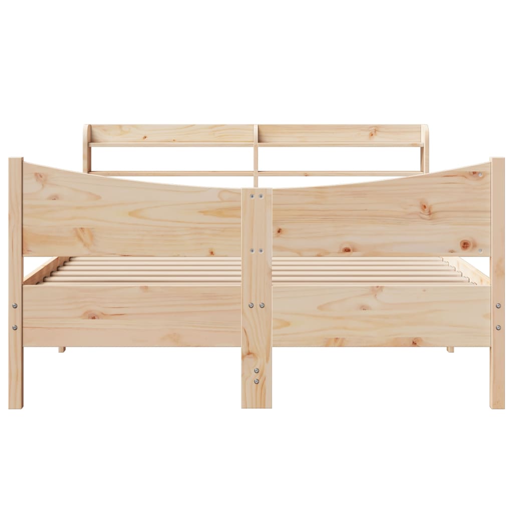 Bed Frame with Headboard 140x200 cm Solid Wood Pine