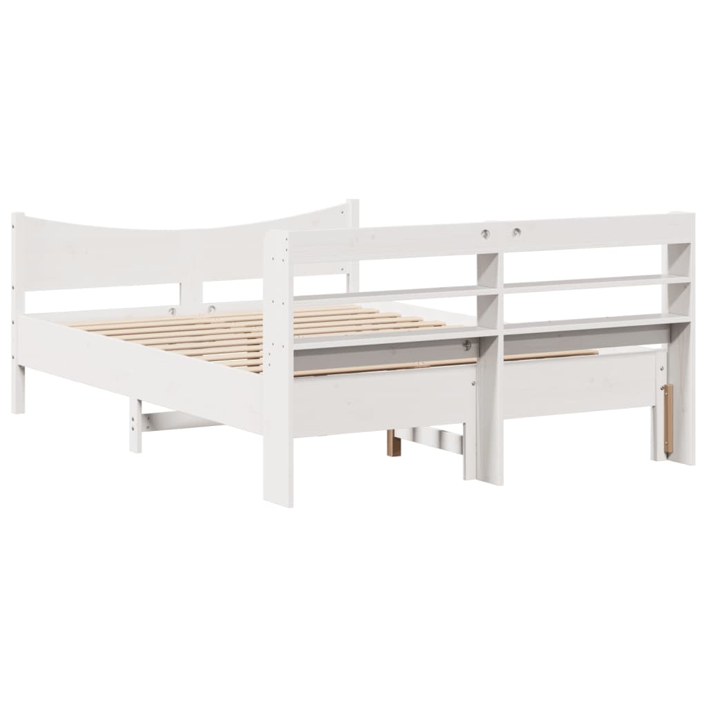 Bed Frame with Headboard White 140x200 cm Solid Wood Pine
