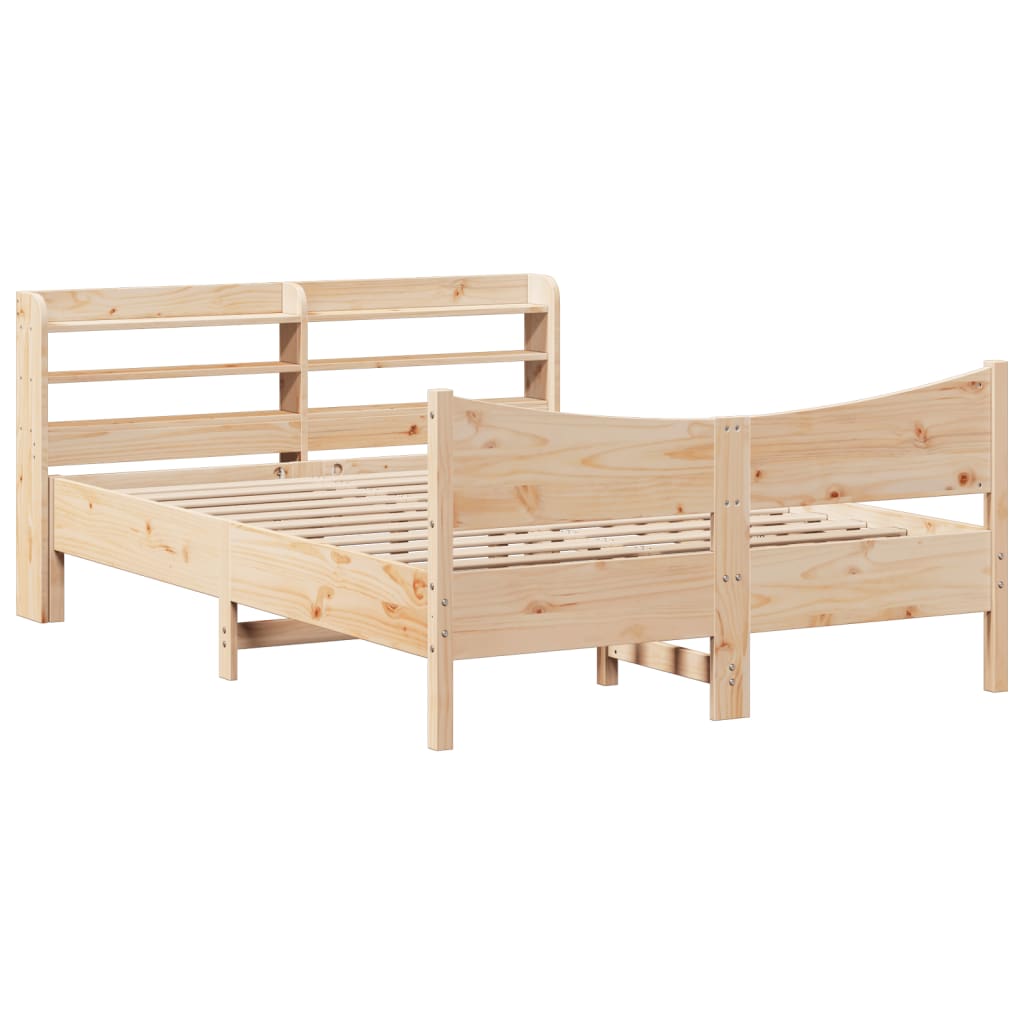Bed Frame with Headboard 120x200 cm Solid Wood Pine