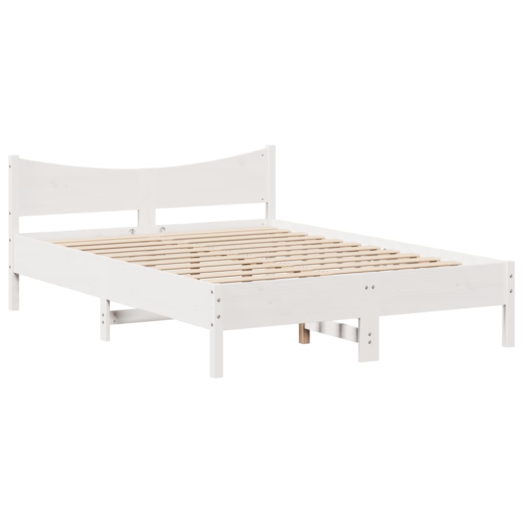Bed Frame with Headboard White 140x190 cm Solid Wood Pine