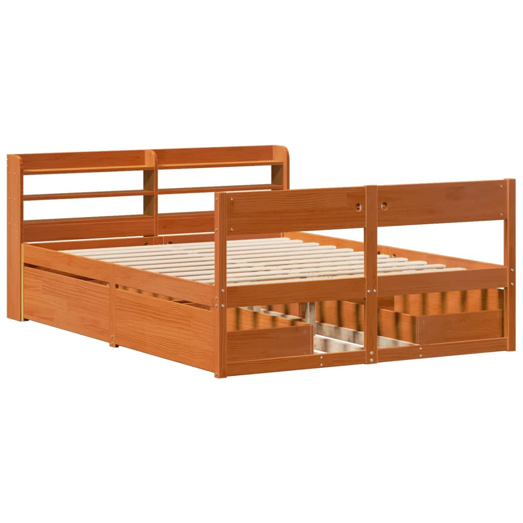 Bed Frame without Mattress Wax Brown 120x200 cm Solid Wood Pine