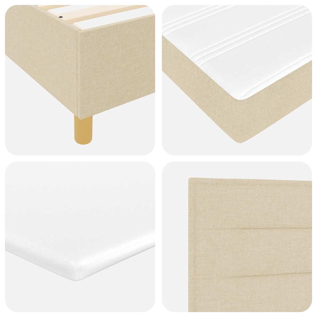 Box Spring Bed with Headboard Cream 100 x 200 cm Fabric