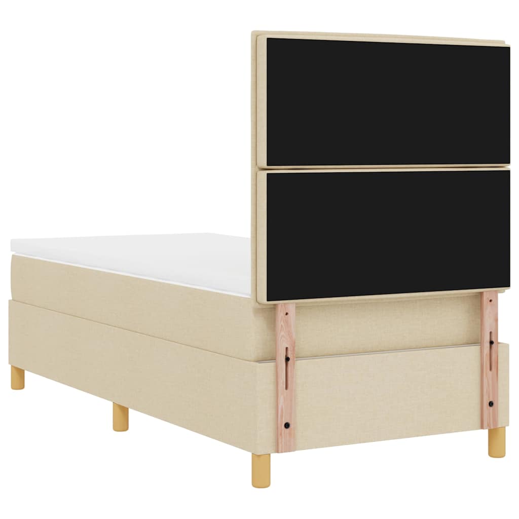 Box Spring Bed with Headboard Cream 100 x 200 cm Fabric