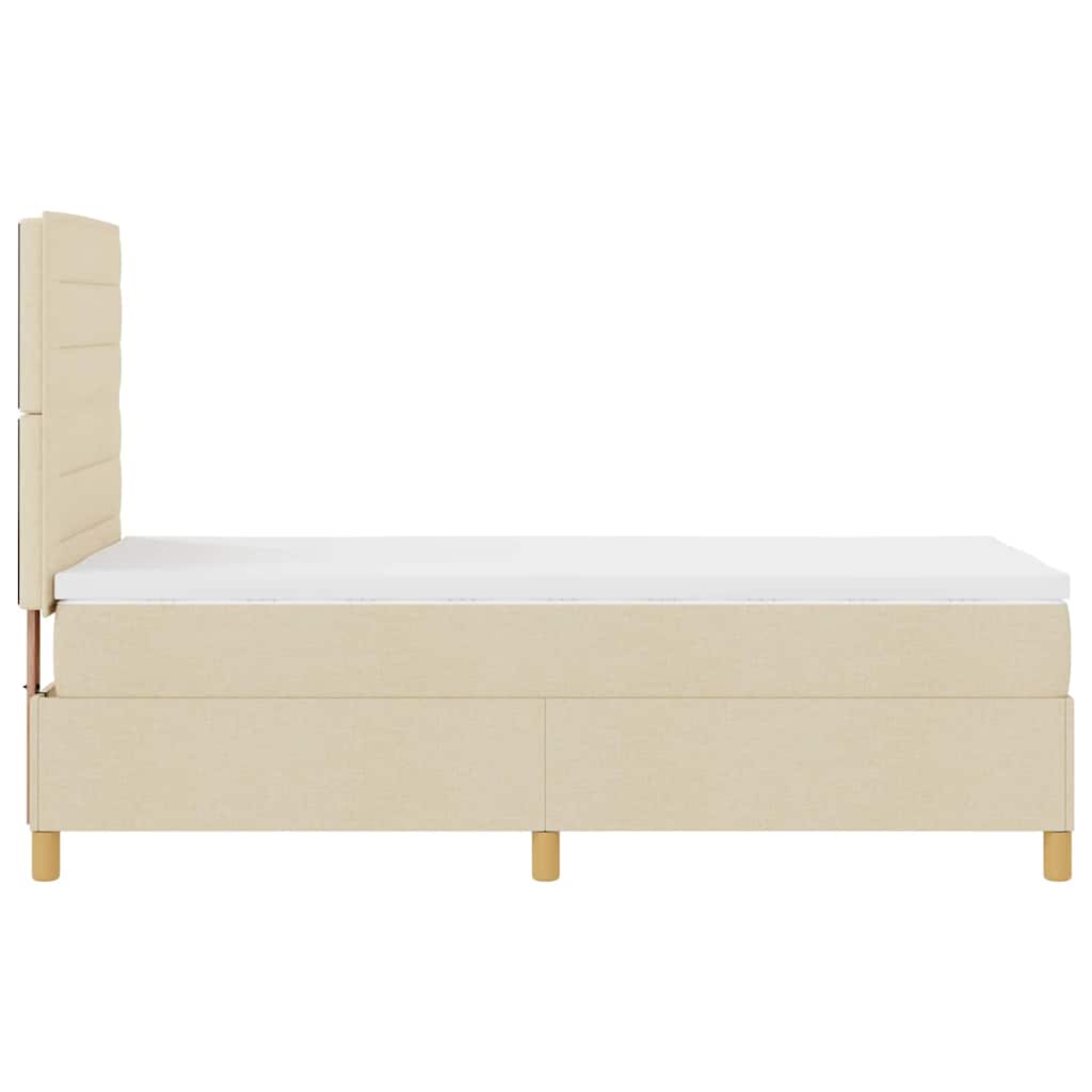 Box Spring Bed with Headboard Cream 100 x 200 cm Fabric