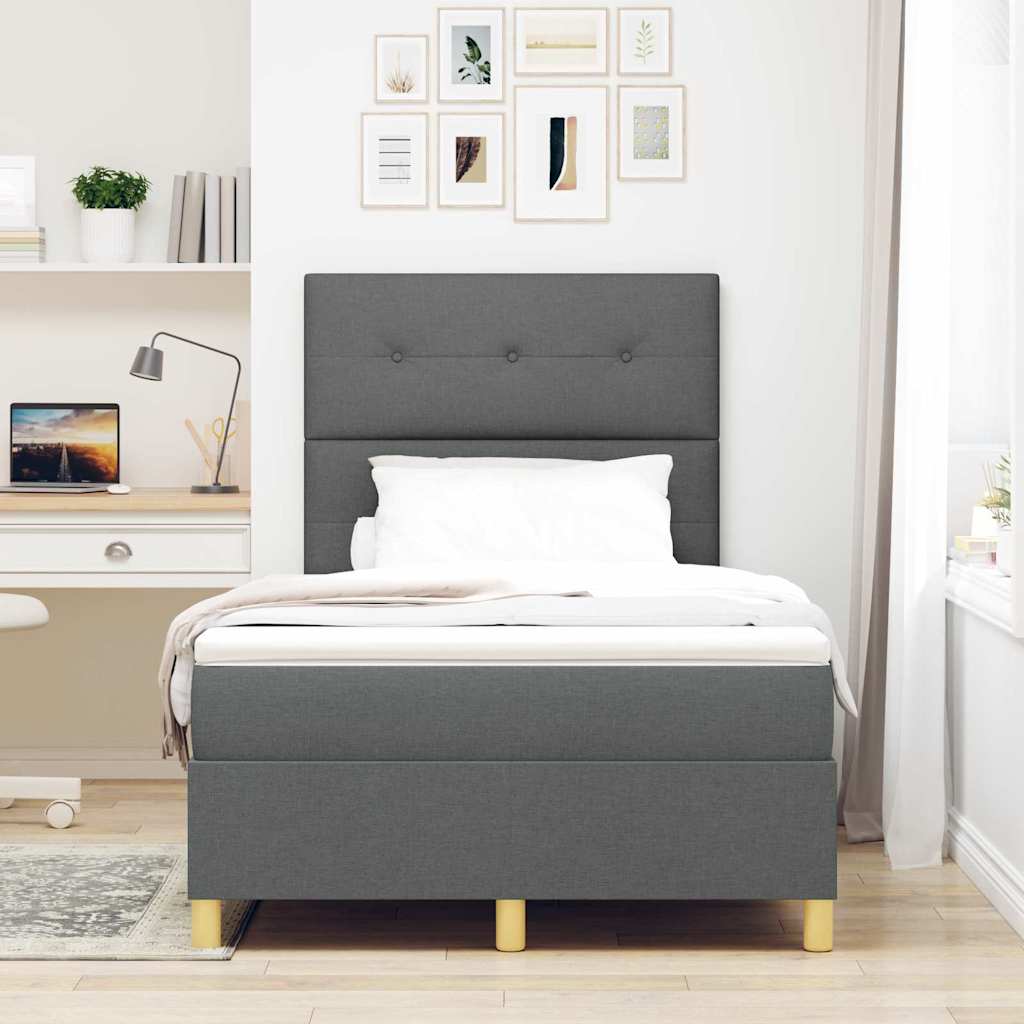 Box Spring Bed with Headboard Dark grey 120 x 200 cm Fabric