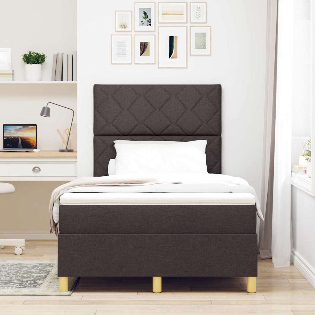 Box Spring Bed with Headboard Dark brown 120 x 190 cm Fabric