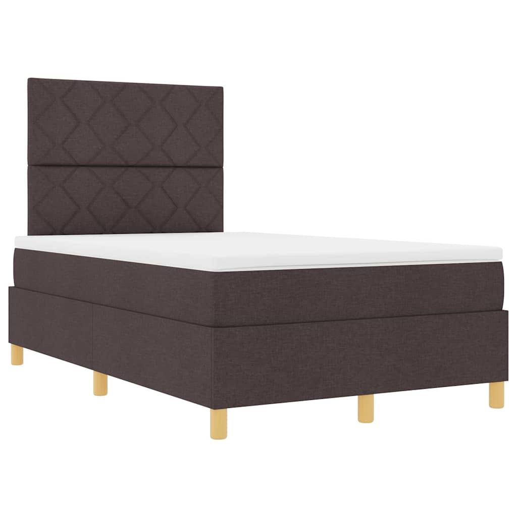 Box Spring Bed with Headboard Dark brown 120 x 190 cm Fabric