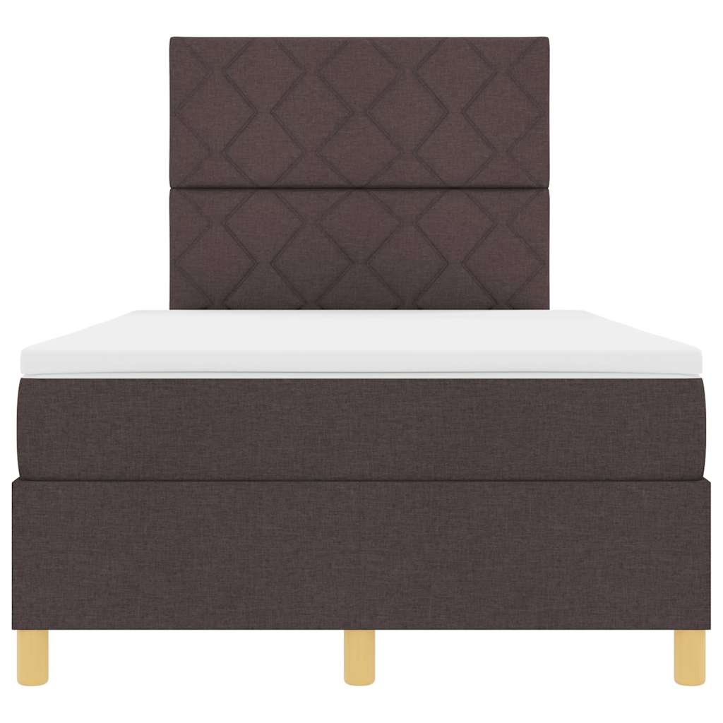 Box Spring Bed with Headboard Dark brown 120 x 190 cm Fabric