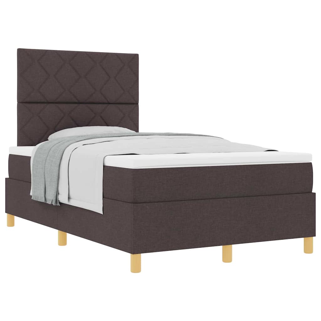 Box Spring Bed with Headboard Dark brown 120 x 190 cm Fabric