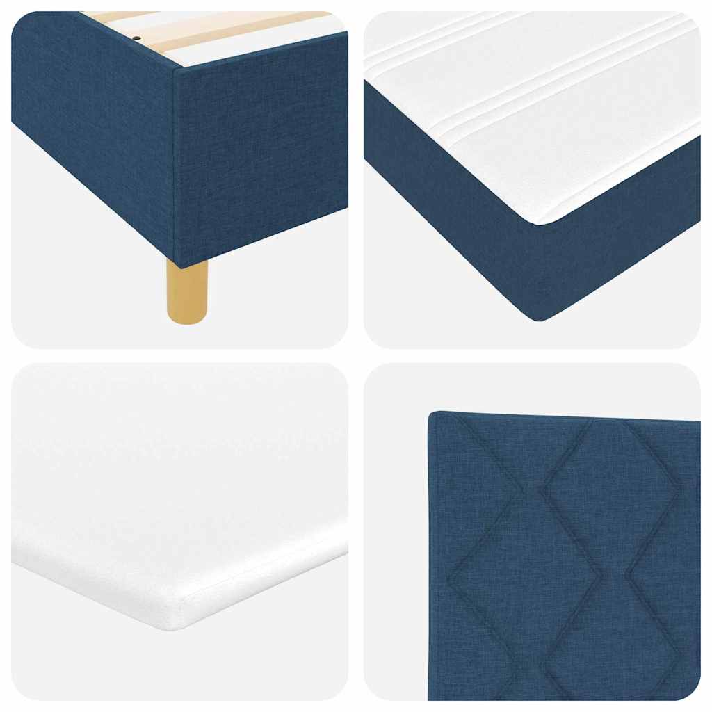 Box Spring Bed with Headboard Blue 120 x 190 cm Fabric