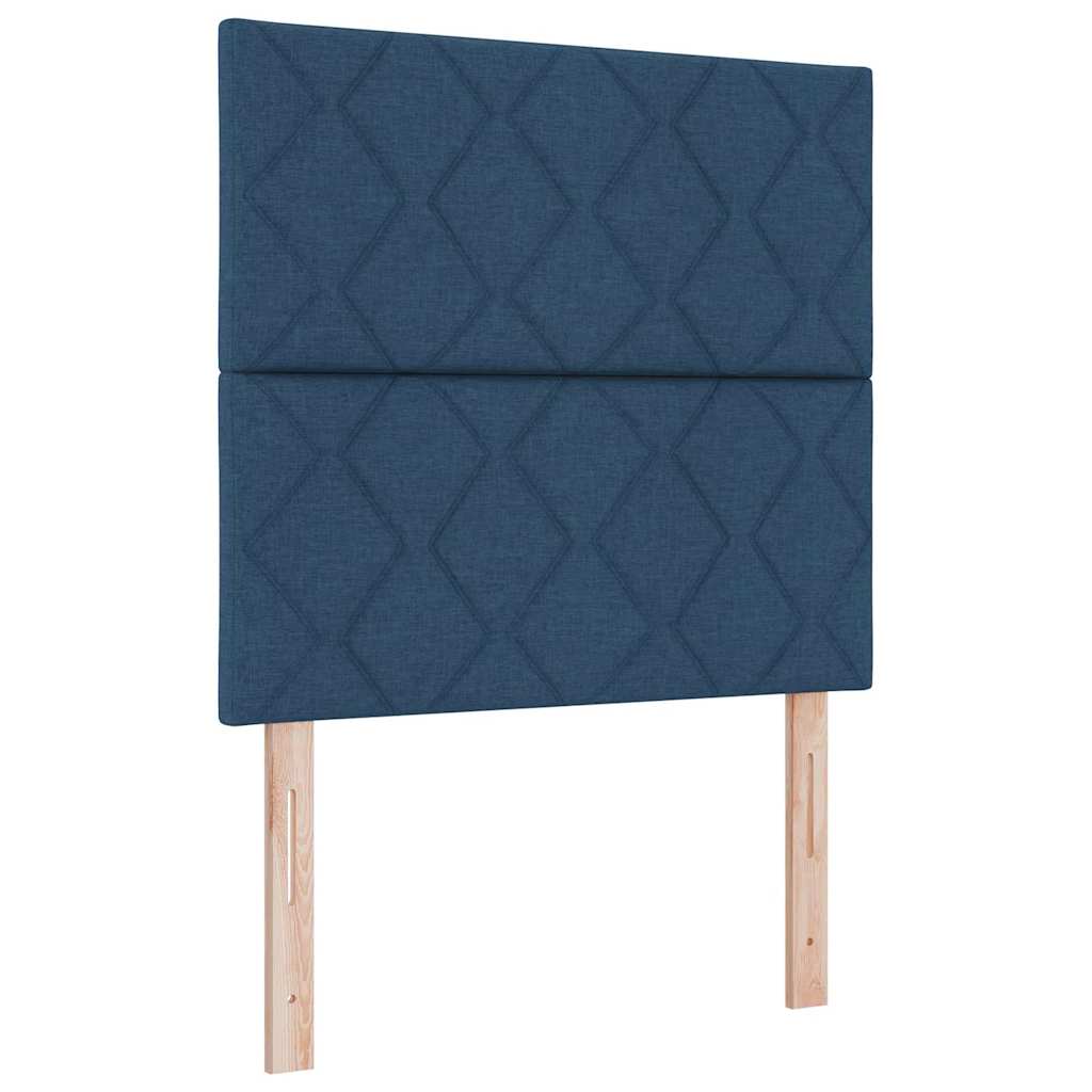 Box Spring Bed with Headboard Blue 120 x 190 cm Fabric
