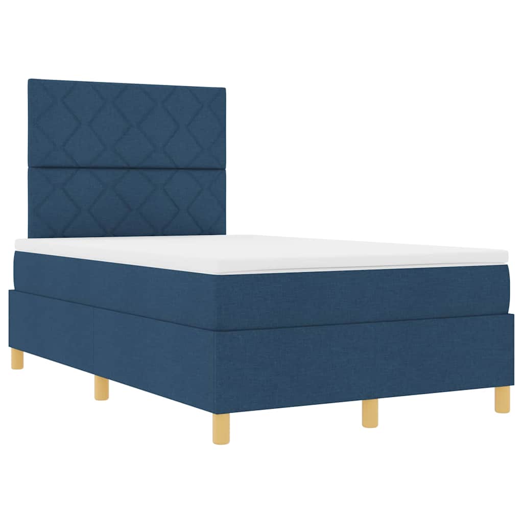 Box Spring Bed with Headboard Blue 120 x 190 cm Fabric