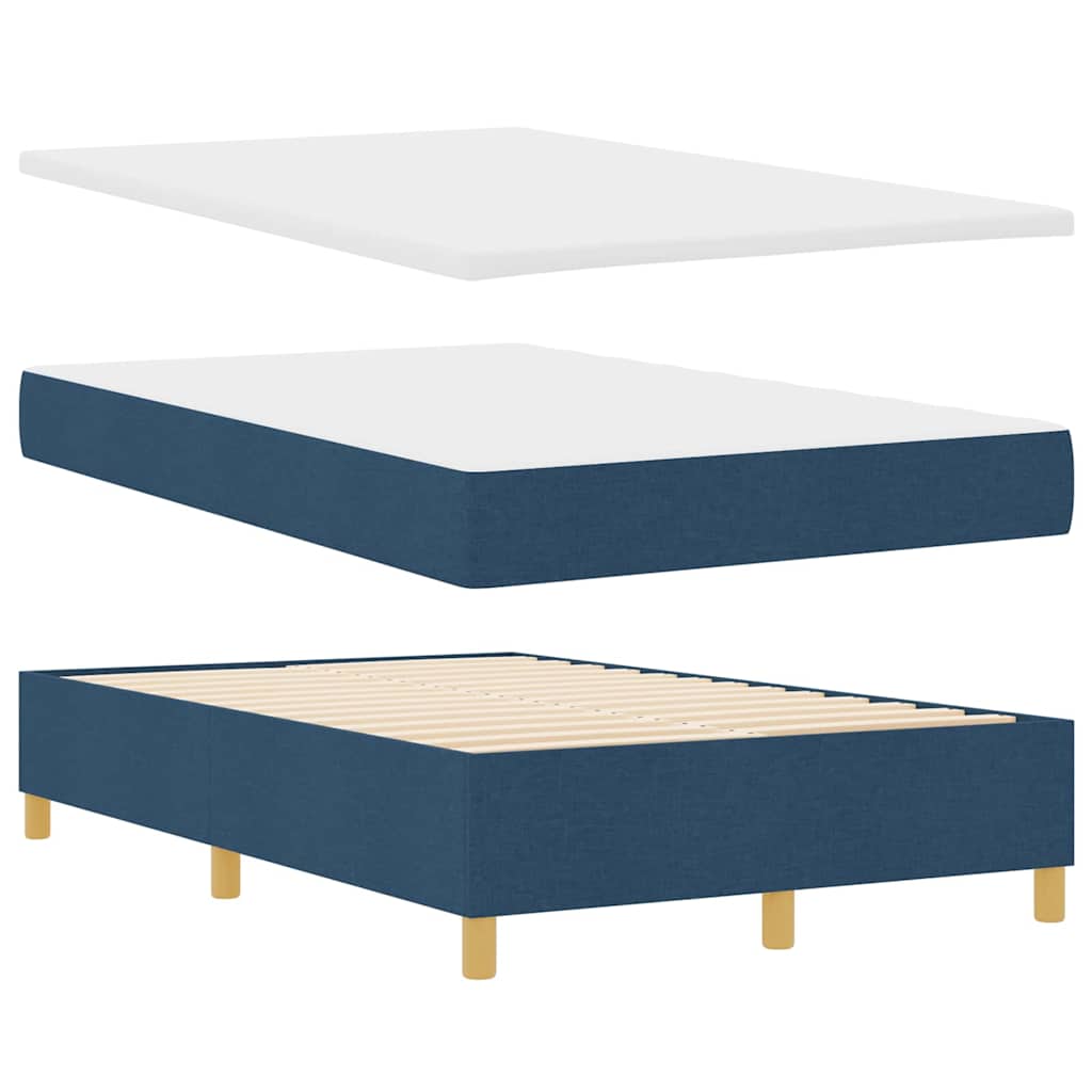 Box Spring Bed with Headboard Blue 120 x 190 cm Fabric