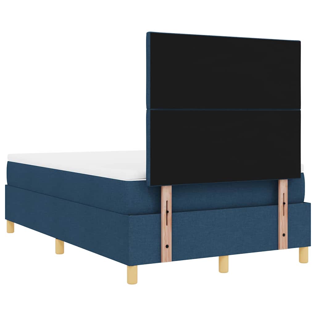 Box Spring Bed with Headboard Blue 120 x 190 cm Fabric
