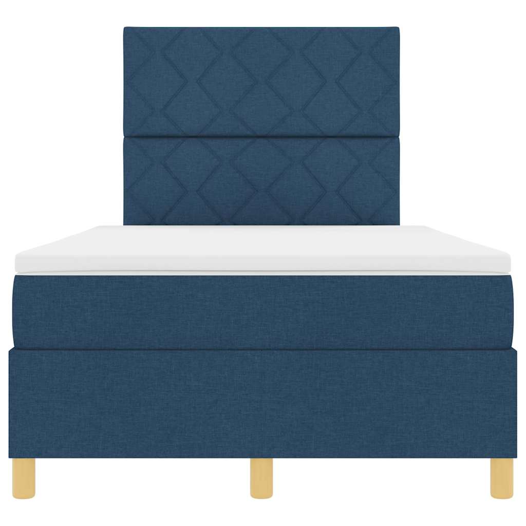 Box Spring Bed with Headboard Blue 120 x 190 cm Fabric