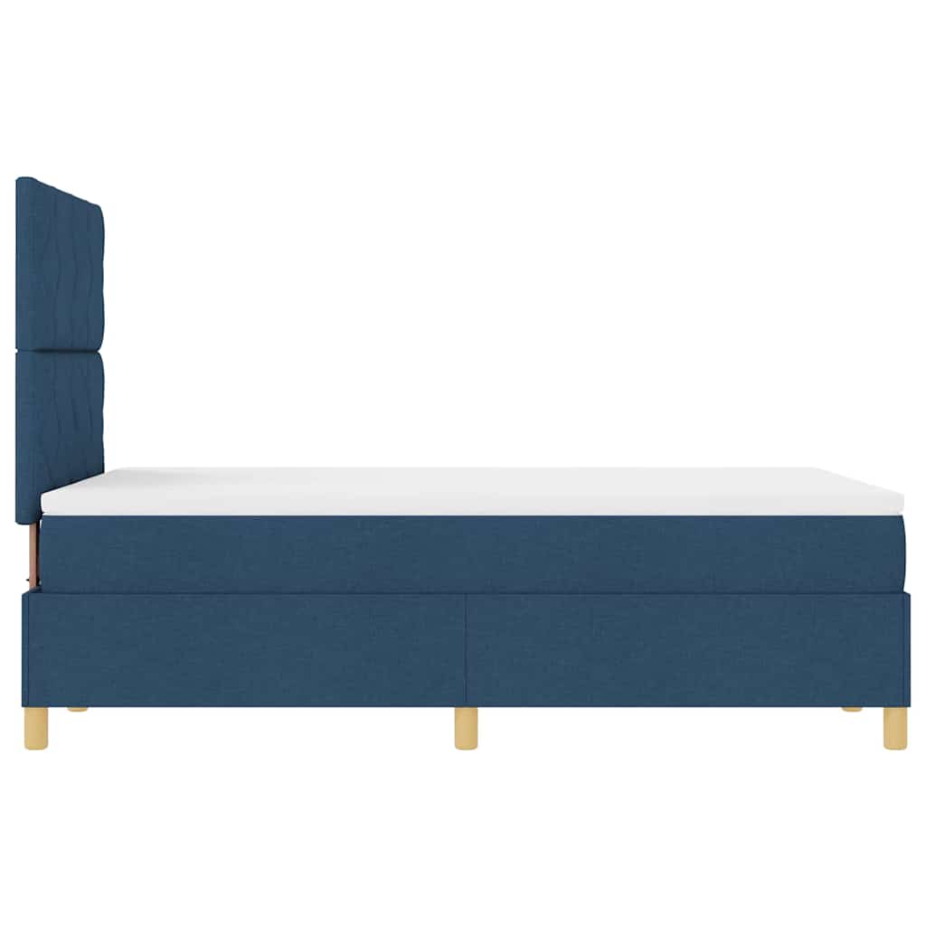 Box Spring Bed with Headboard Blue 120 x 190 cm Fabric