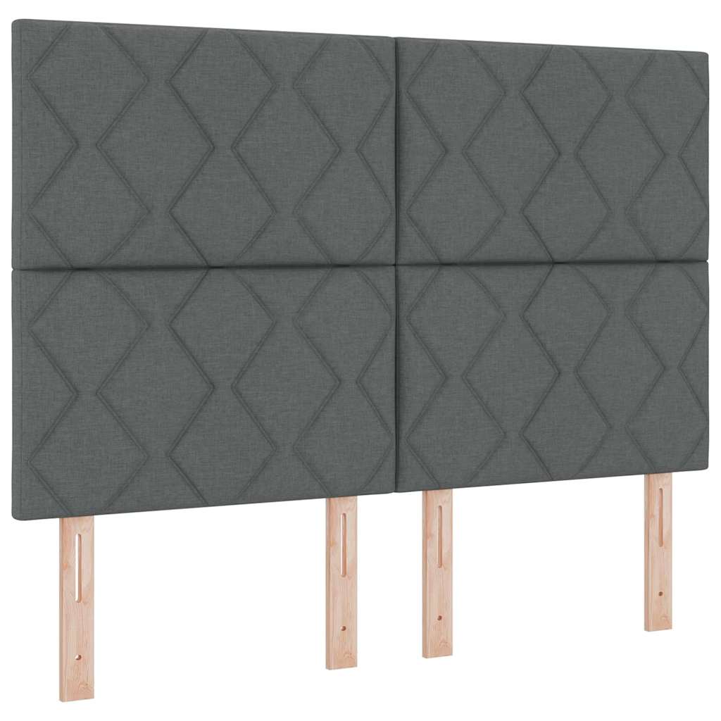 Box Spring Bed with Headboard Dark grey 140 x 190 cm Fabric