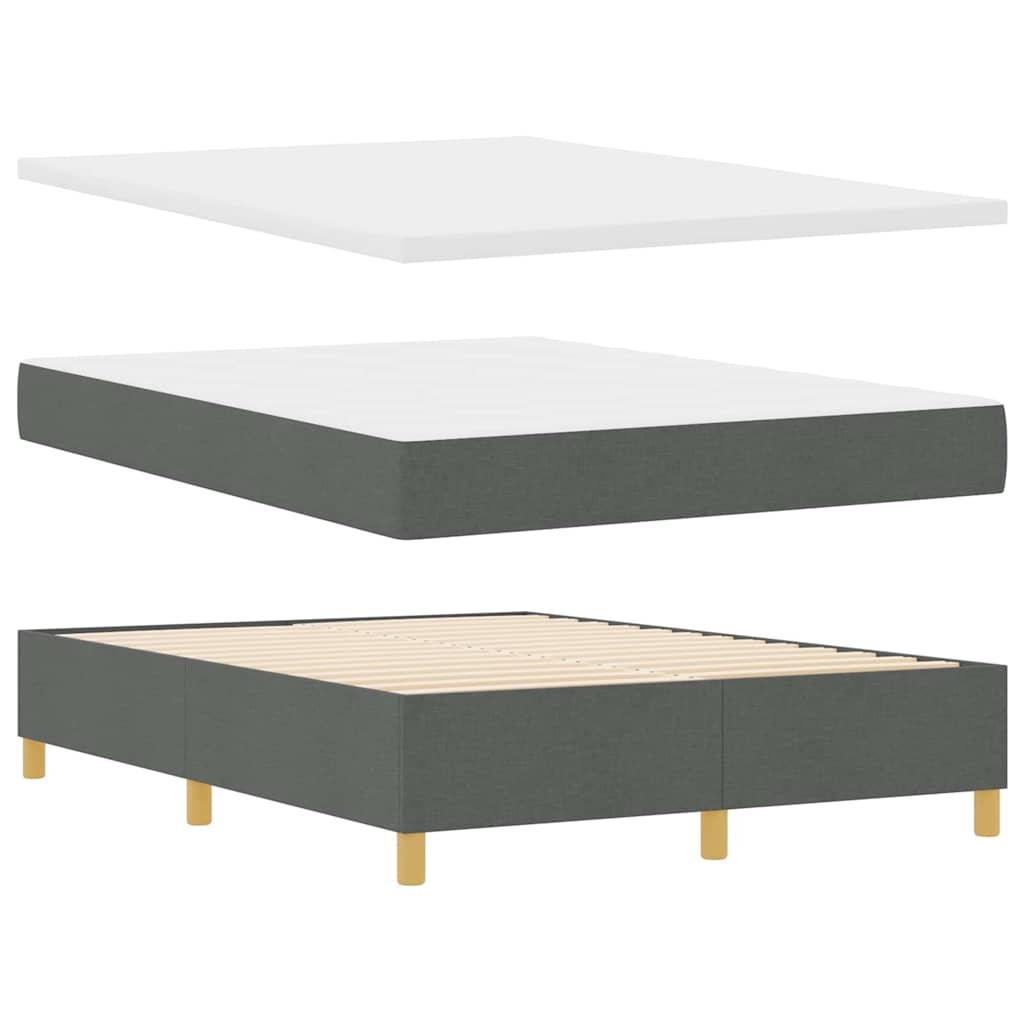 Box Spring Bed with Headboard Dark grey 140 x 190 cm Fabric