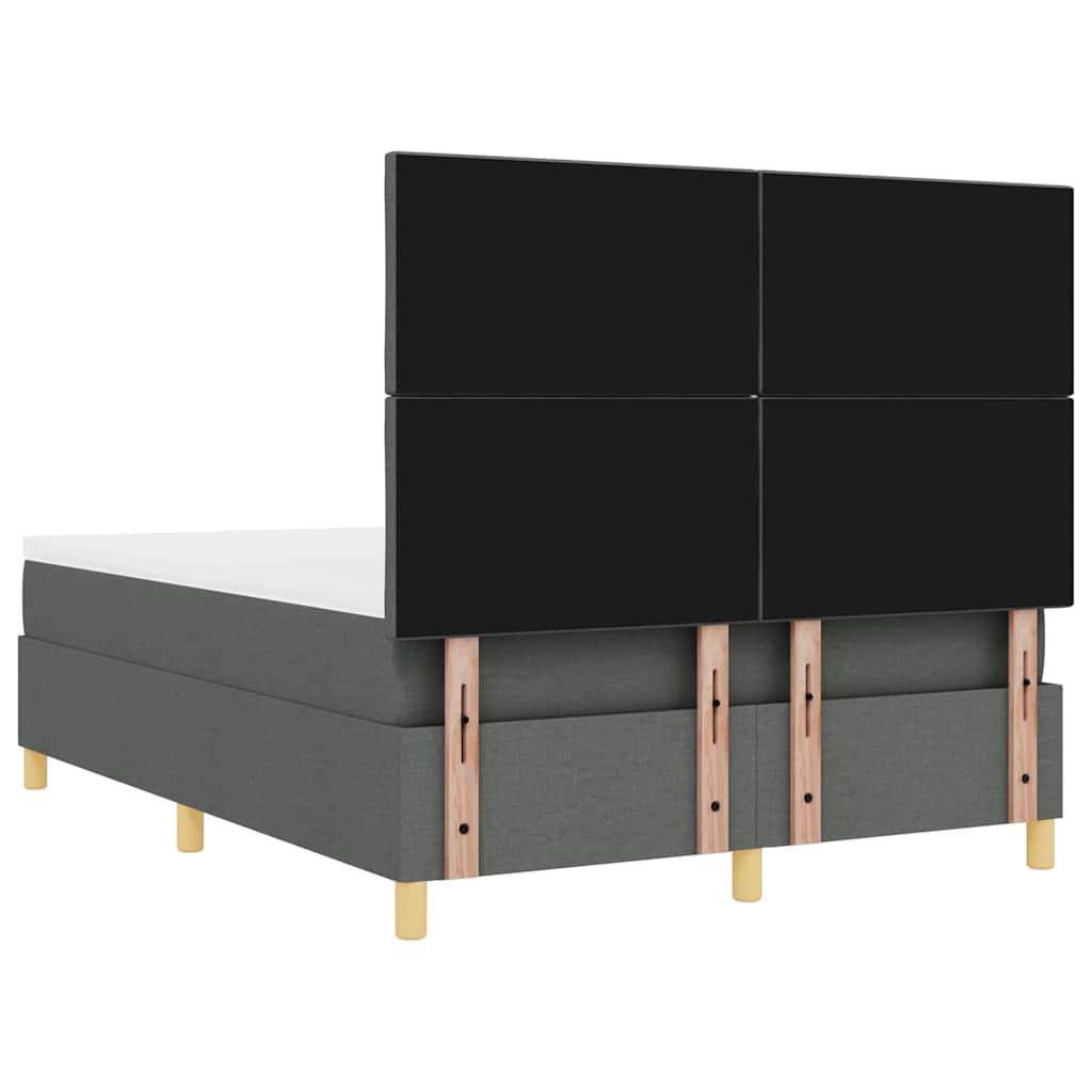 Box Spring Bed with Headboard Dark grey 140 x 190 cm Fabric