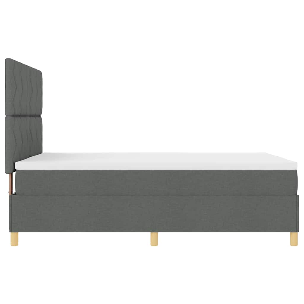Box Spring Bed with Headboard Dark grey 140 x 190 cm Fabric