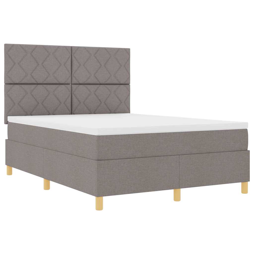 Box Spring Bed with Headboard Taupe 140 x 200 cm Fabric