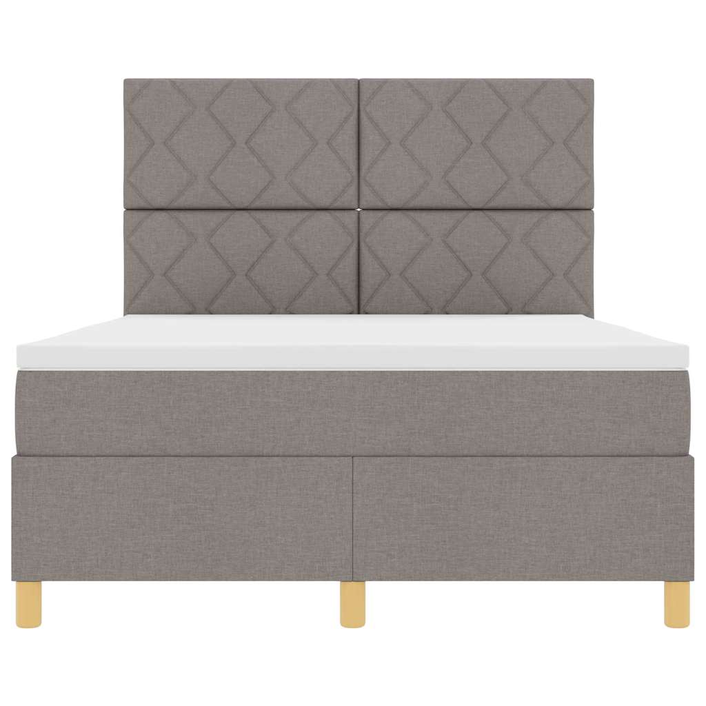 Box Spring Bed with Headboard Taupe 140 x 200 cm Fabric