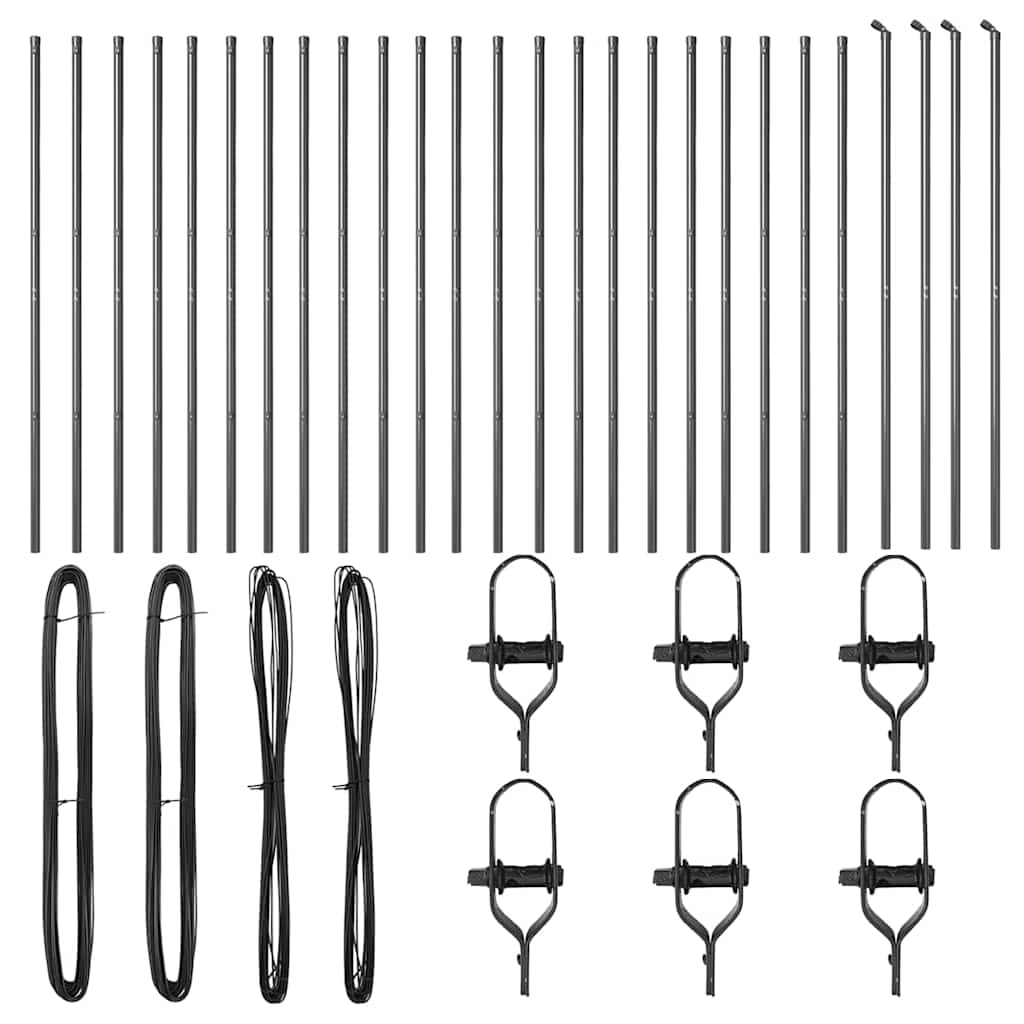 Fence Post 26 pcs Grey 3.2 x 3.2 x 210 cm Steel