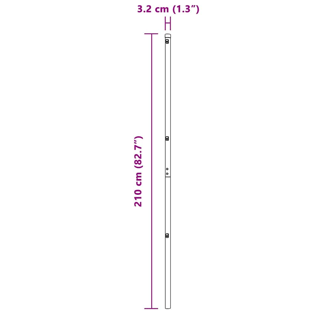 Fence Post 26 pcs Grey 3.2 x 3.2 x 210 cm Steel