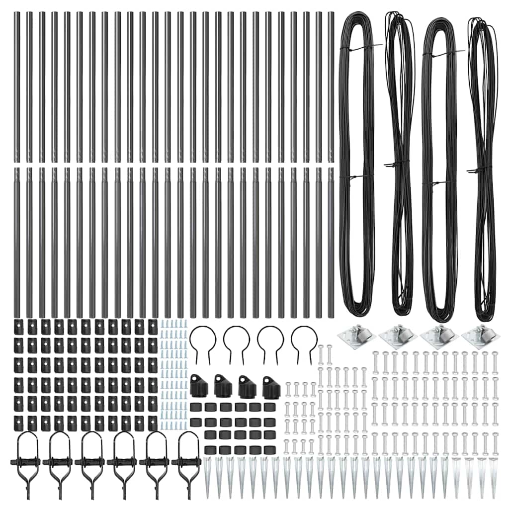 Fence Post Other 26 pcs Silver 3.2 x 3.2 x 180 cm Steel