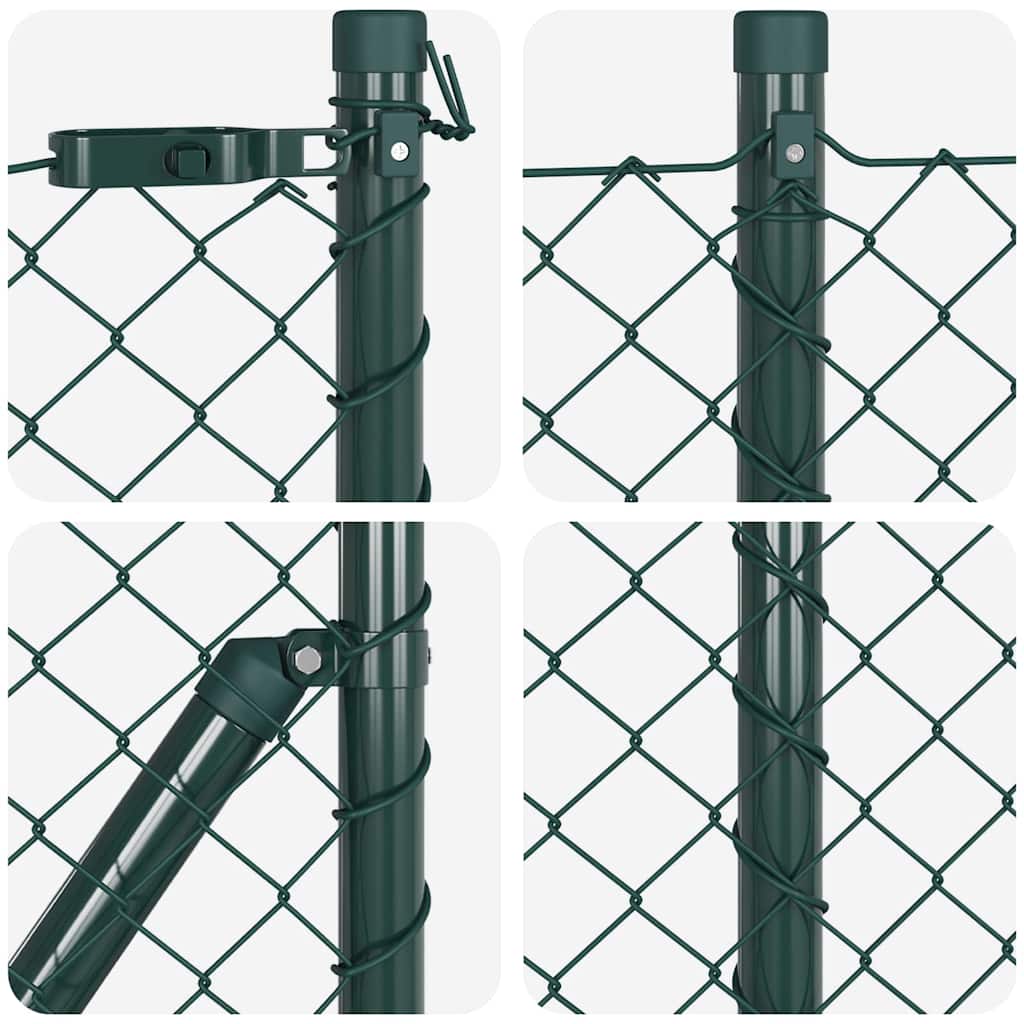 Chain Link Fence with Posts Green 0.4 x 10 m Steel