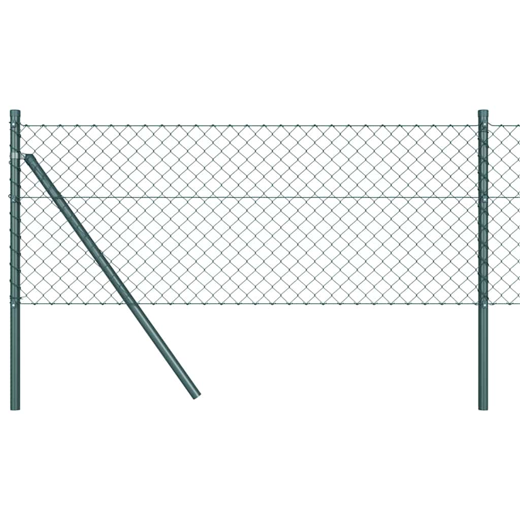 Chain Link Fence with Posts Green 0.4 x 10 m Steel