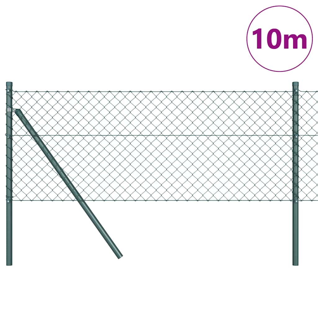 Chain Link Fence with Posts Green 0.4 x 10 m Steel