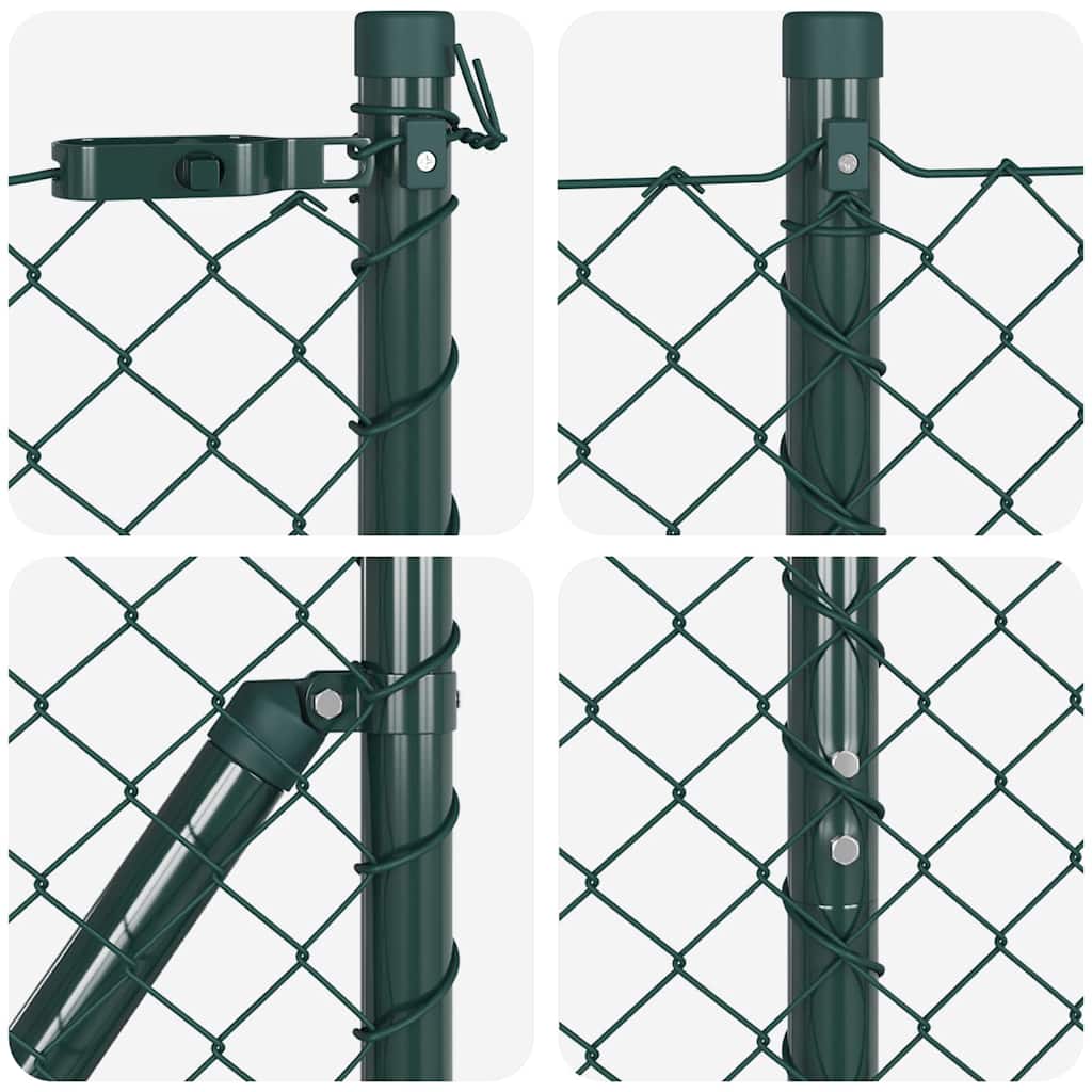 Chain Link Fence with Posts Green 1 x 10 m Steel