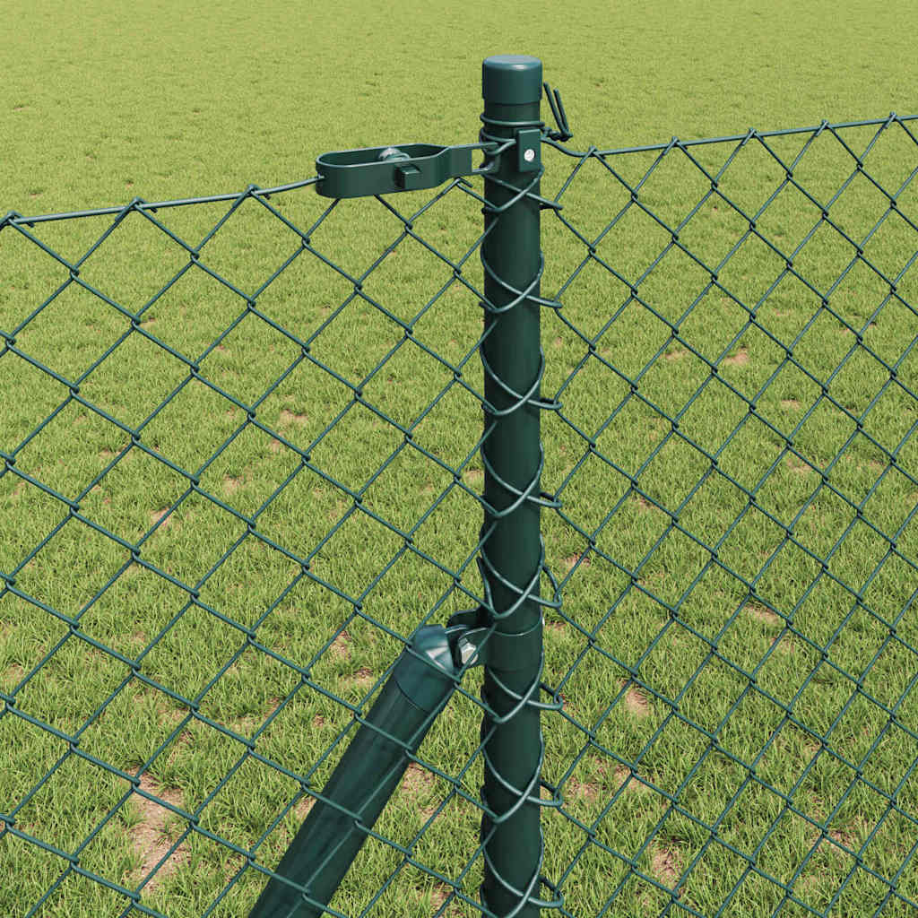 Chain Link Fence with Posts Green 1 x 10 m Steel