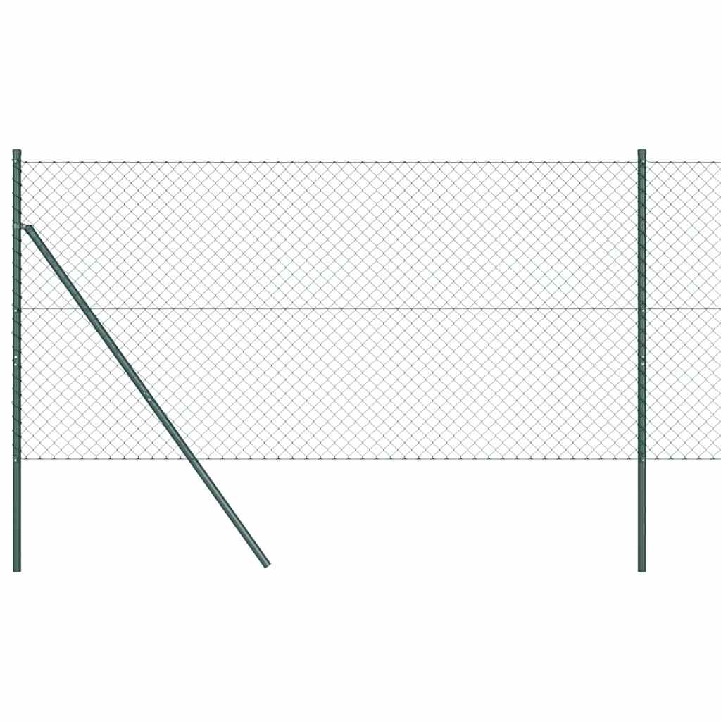 Chain Link Fence with Posts Green 1 x 10 m Steel