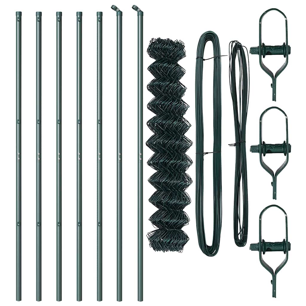 Chain Link Fence with Posts Green 1 x 10 m Steel