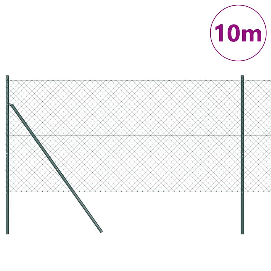 Chain Link Fence with Posts Green 1 x 10 m Steel