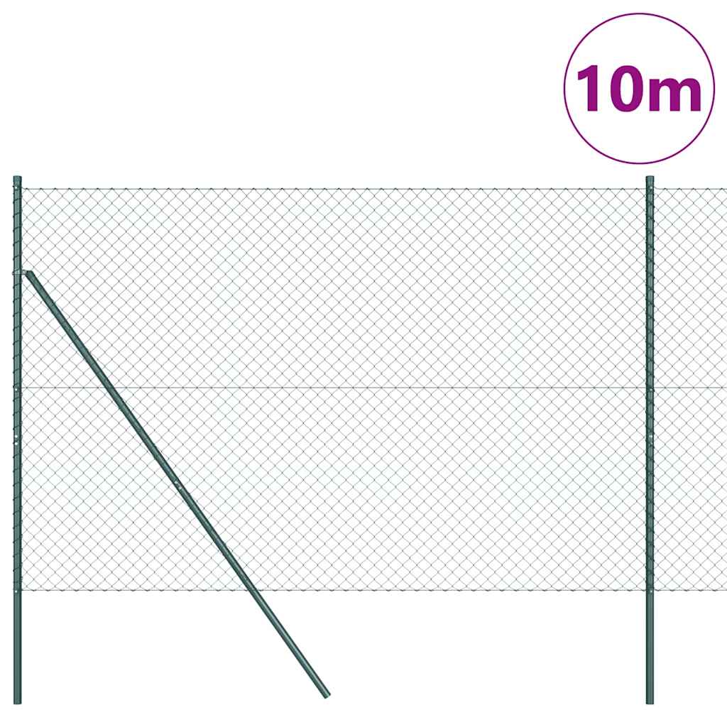Chain Link Fence with Posts Green 1.6 x 10 m Steel