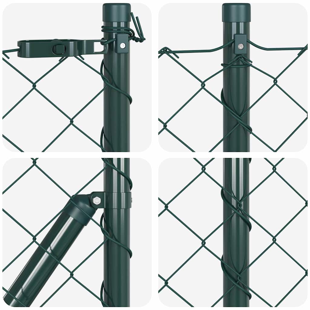 Chain Link Fence with Posts Green 0.4 x 10 m Steel