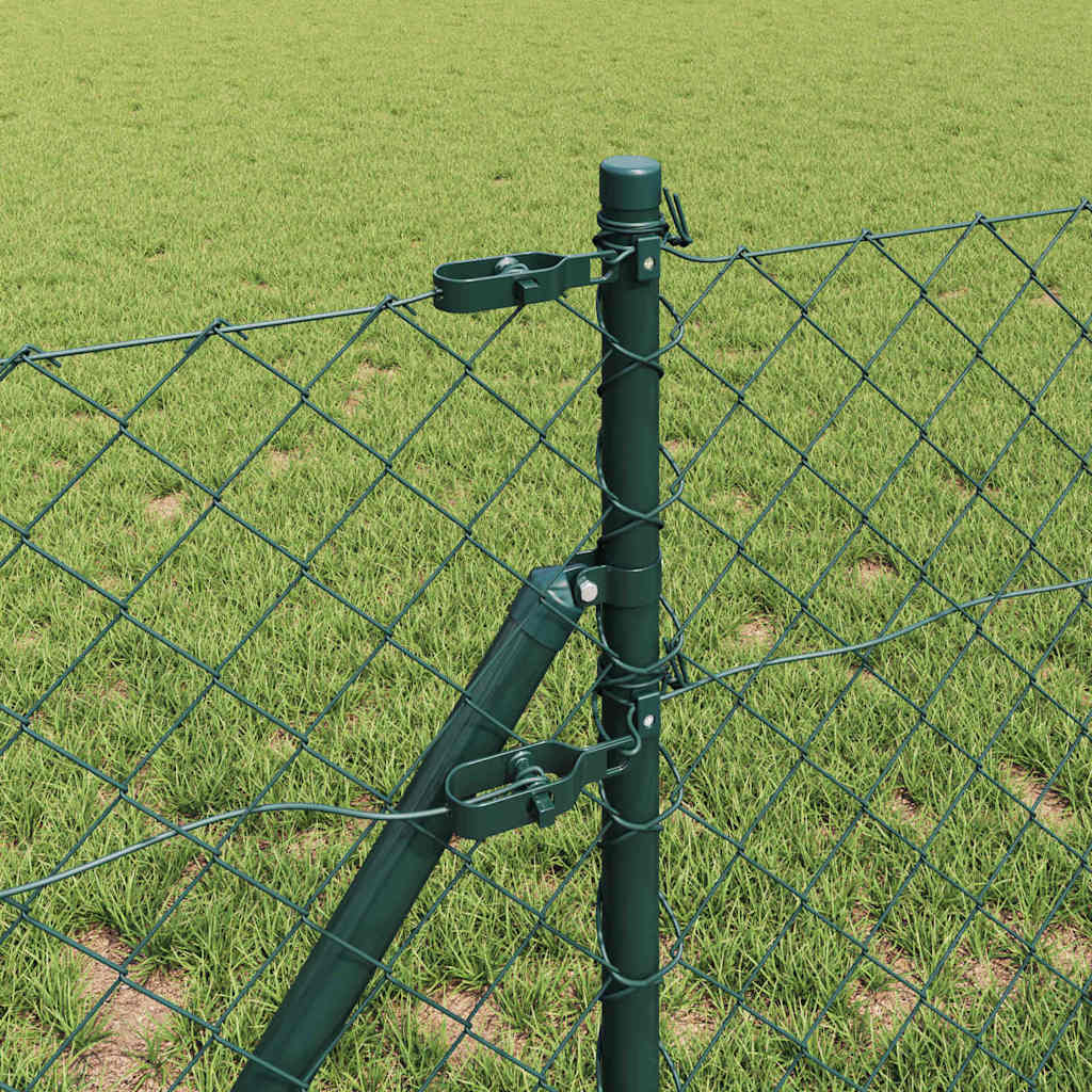 Chain Link Fence with Posts Green 0.4 x 10 m Steel