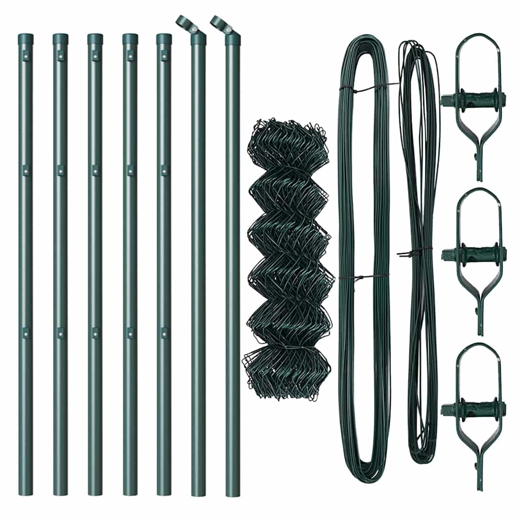 Chain Link Fence with Posts Green 0.4 x 10 m Steel