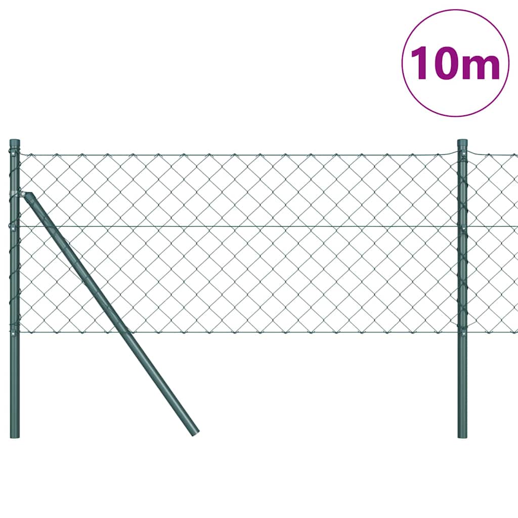 Chain Link Fence with Posts Green 0.4 x 10 m Steel