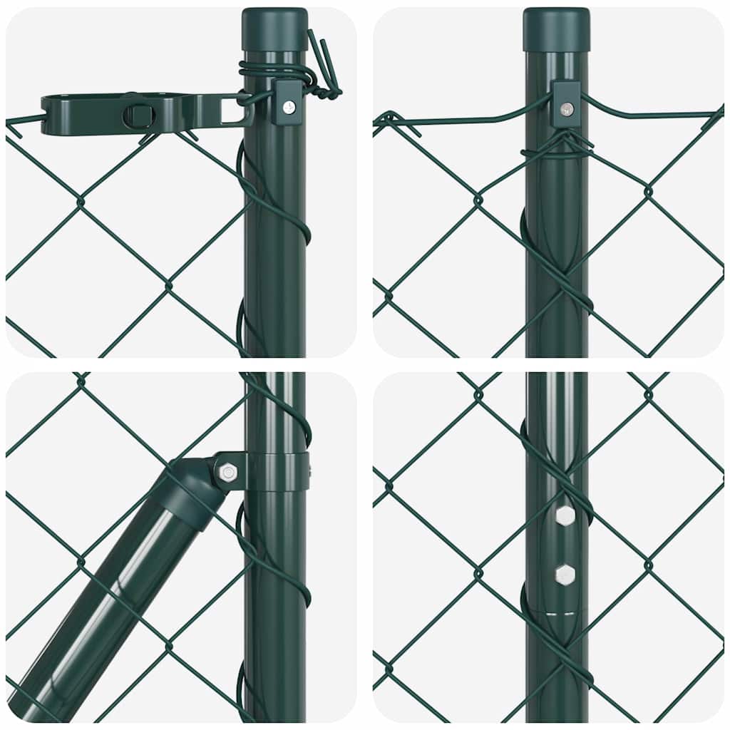 Chain Link Fence with Posts Green 1.4 x 10 m Steel