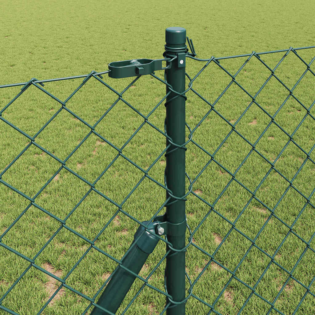 Chain Link Fence with Posts Green 1.4 x 10 m Steel