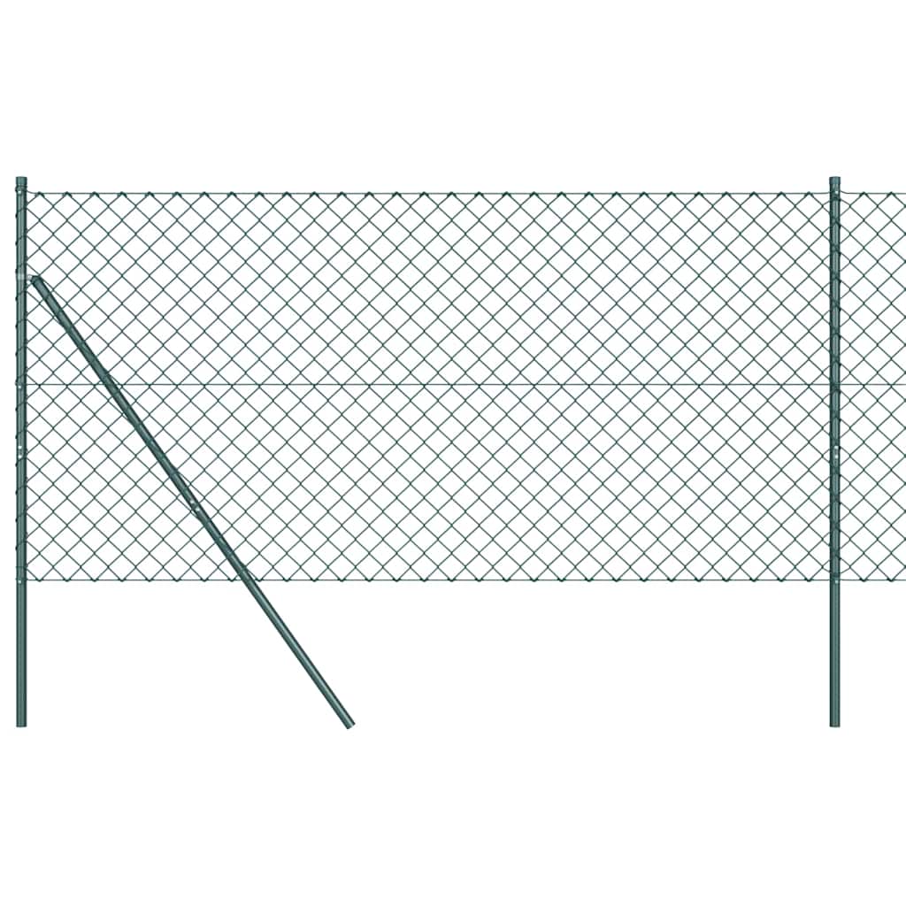Chain Link Fence with Posts Green 1.4 x 10 m Steel