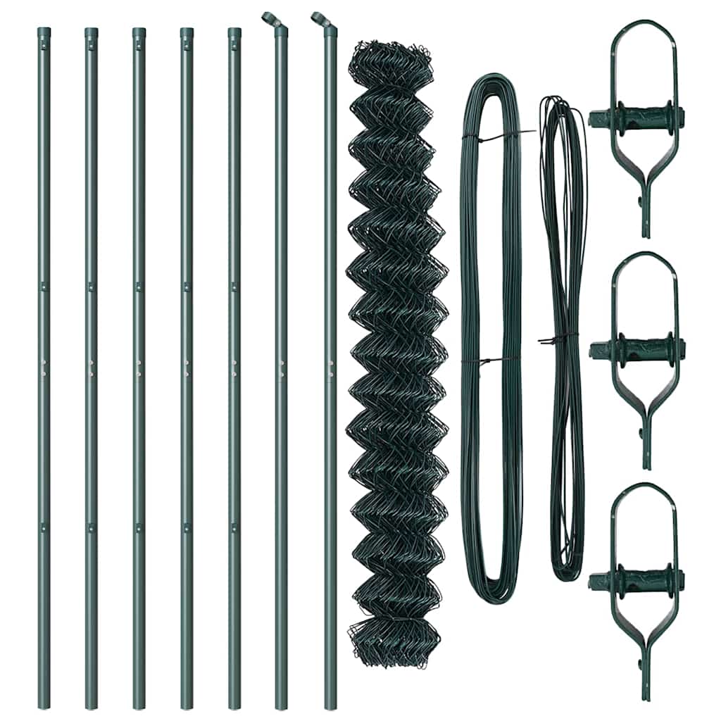 Chain Link Fence with Posts Green 1.6 x 10 m Steel